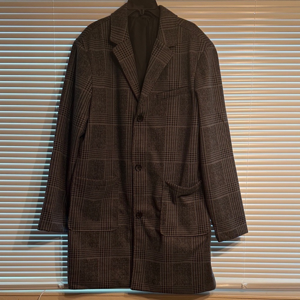 Stylish Black and Gray Checkered Overcoat